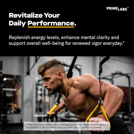 Muscular man training with TRX straps in a gym — Prime Labs Tongkat Ali Plus revitalizes daily performance and energy